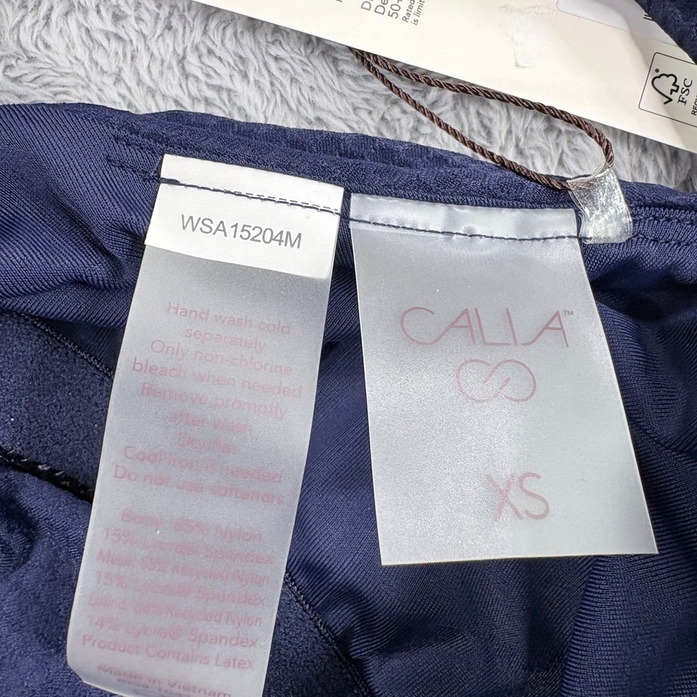 Calia Ubar LL Longline Bikini Top Blue Textured Swim XS WSA15204M NWT - Picture 3 of 4